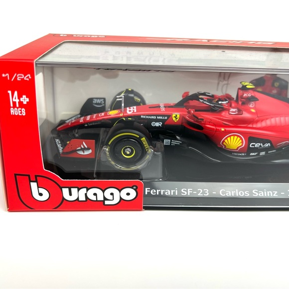 Ferrari SF-23 #55 Carlos Sainz Formula One F1  2023 Burago Diecast 1/24 Sz 9.5” - Picture 9 of 15